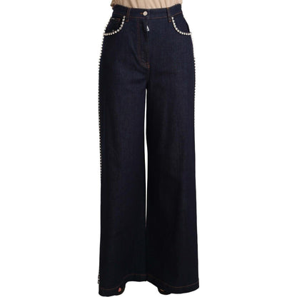 Dolce & Gabbana Dark Blue Crystal Embellished Flare Jeans Jeans & Pants