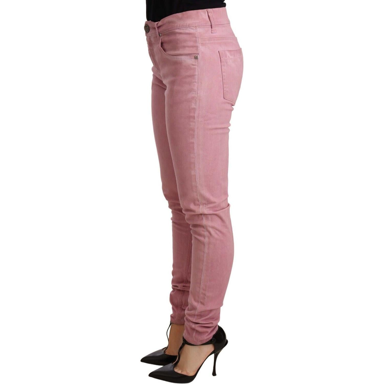 Acht Pink Cotton Slim Fit Women Denim Skinny Pants