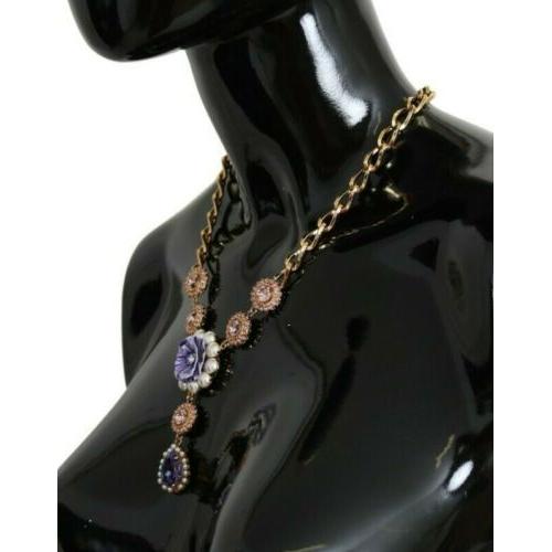 Dolce & Gabbana Pink Gold Brass Crystal Purple Pearl Pendants