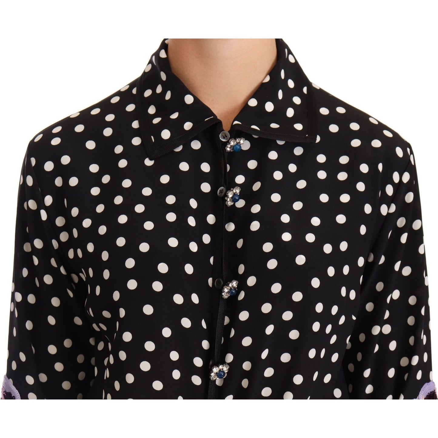 Dolce & Gabbana Black White Crystal Sequined Floral Dress WOMAN DRESSES