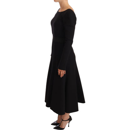 Dolce & Gabbana Black Wool Stretch Sheath Open Back Dress WOMAN DRESSES