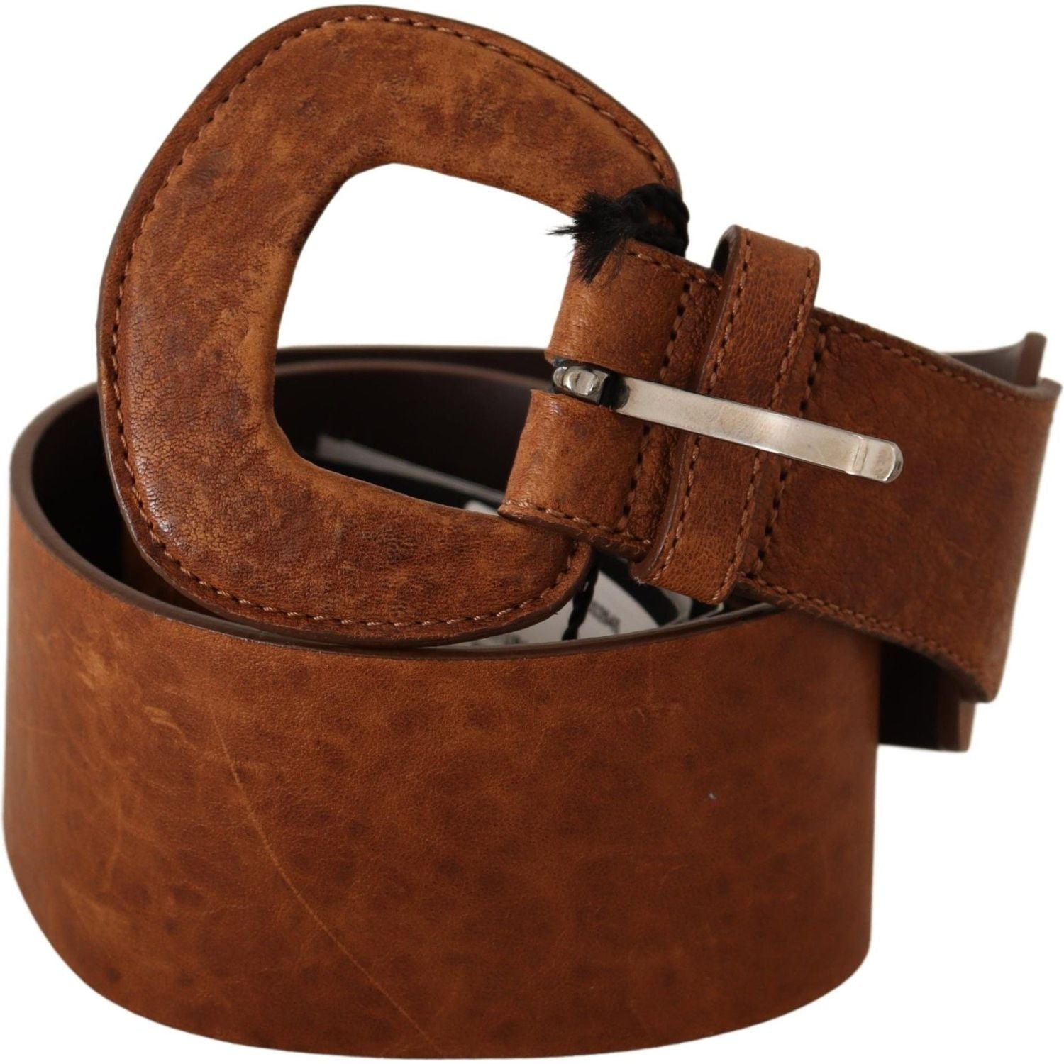 Costume National Brown Leather Fashion Waist Buckle Belt