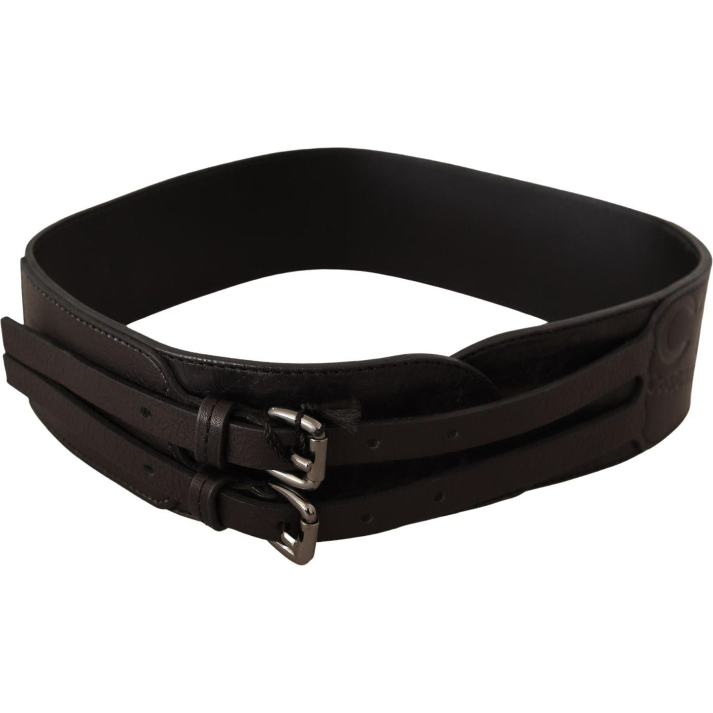 Costume National Dark Brown Leather Double Buckle Belt WOMAN BELTS