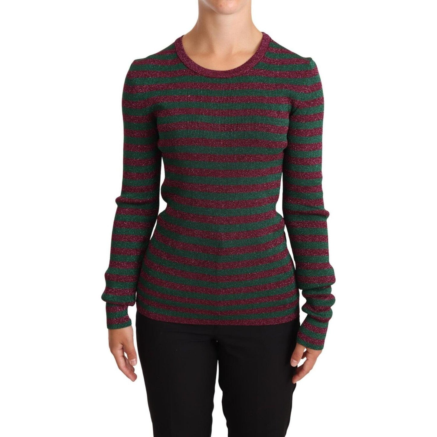 Dolce & Gabbana Multicolor Striped Crew Neck Pullover Sweater WOMAN SWEATERS