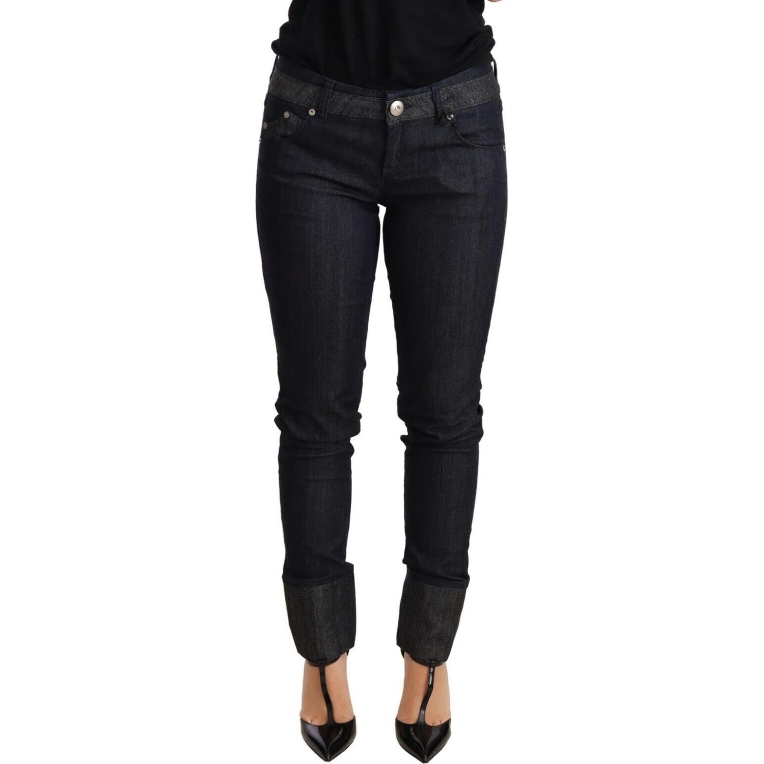 Ermanno Scervino Blue Skinny Folded Hem Denim Trouser Cotton Jeans