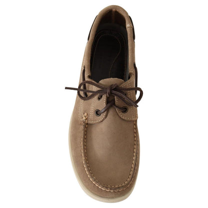 Pollini Beige Suede Low Top Mocassin Loafers Casual Men Shoes MAN LOAFERS