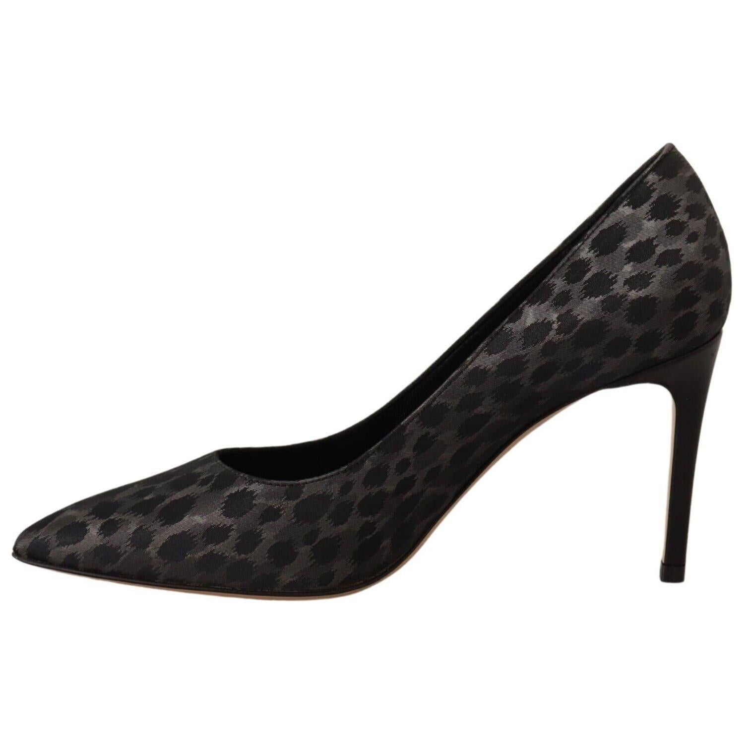 Sofia Black Leopard Leather Stiletto High Heels Pumps Shoes