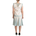 Sergei Grinko Multicolor Faux Pearl Sleeveless Shift Midi Dress DR28567 - 44