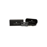 Frankie Morello eyewear packaging with black case and box, elegant design, Frankie Morello Gold Metallic Unisex Frame not included.