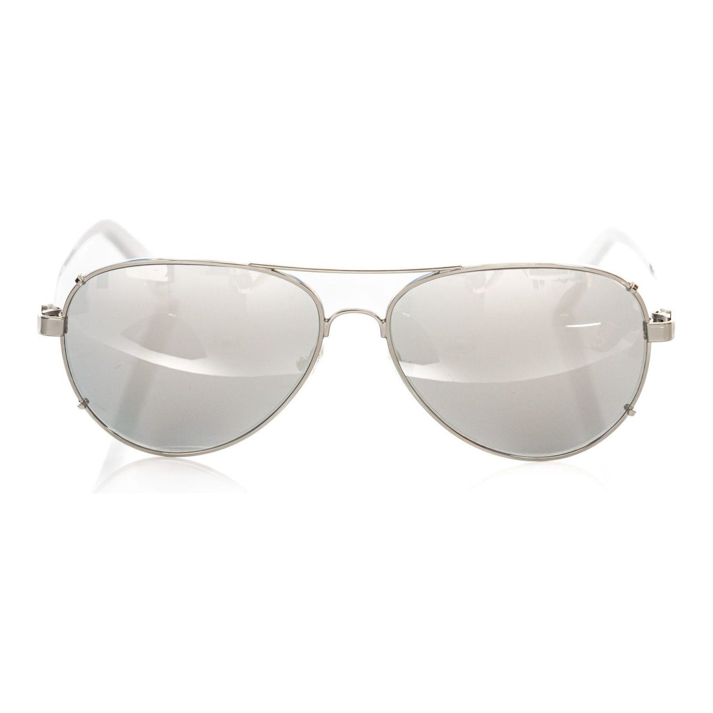 Frankie Morello Silver Metallic Fibre Men Sunglass