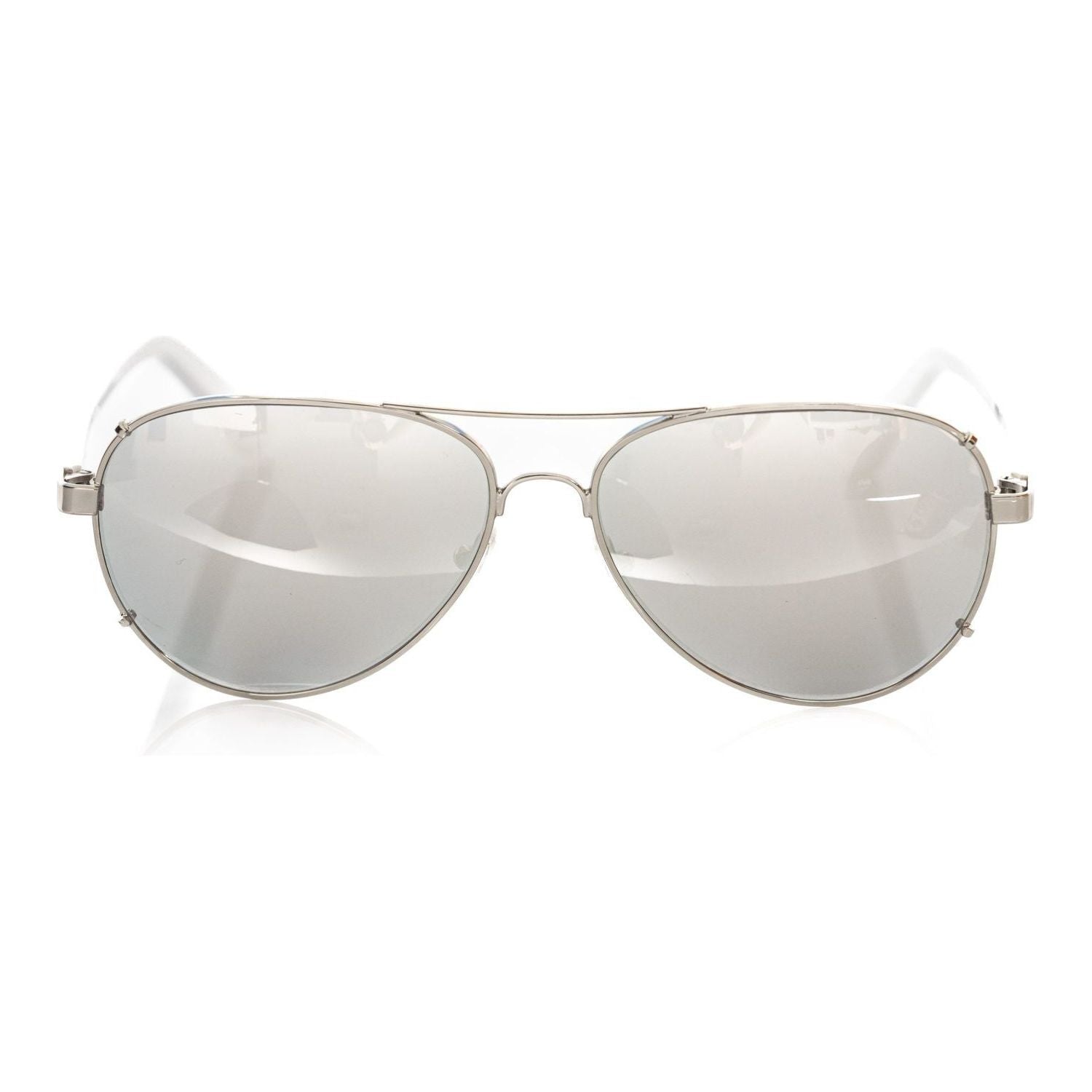Frankie Morello Silver Metallic Fibre Men Sunglass