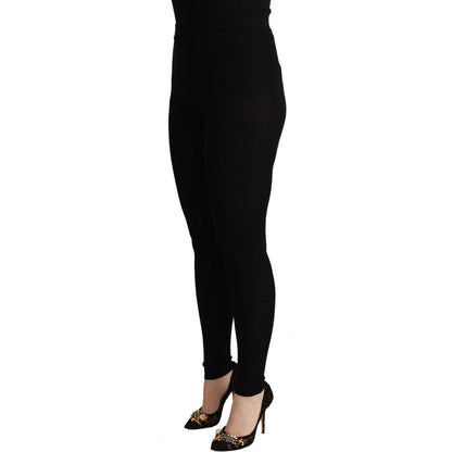 Dolce & Gabbana Black Cashmere Stretch Waist Tights Pants Jeans & Pants
