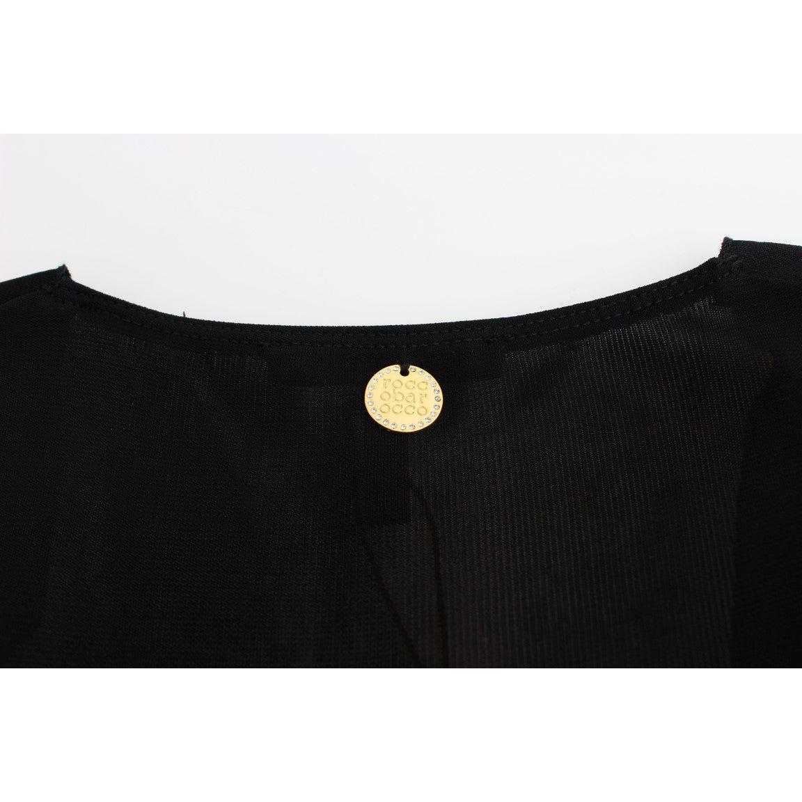 Roccobarocco Black Embellished Jersey Mini Sheath Short Dress