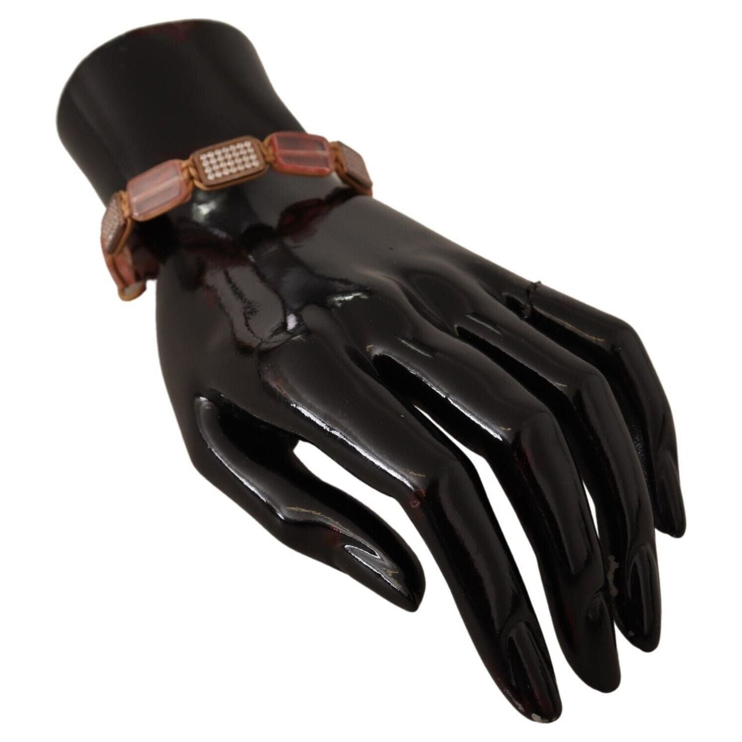 Nialaya Multicolor Crystals Logo Embellished Adjustable Bracelet