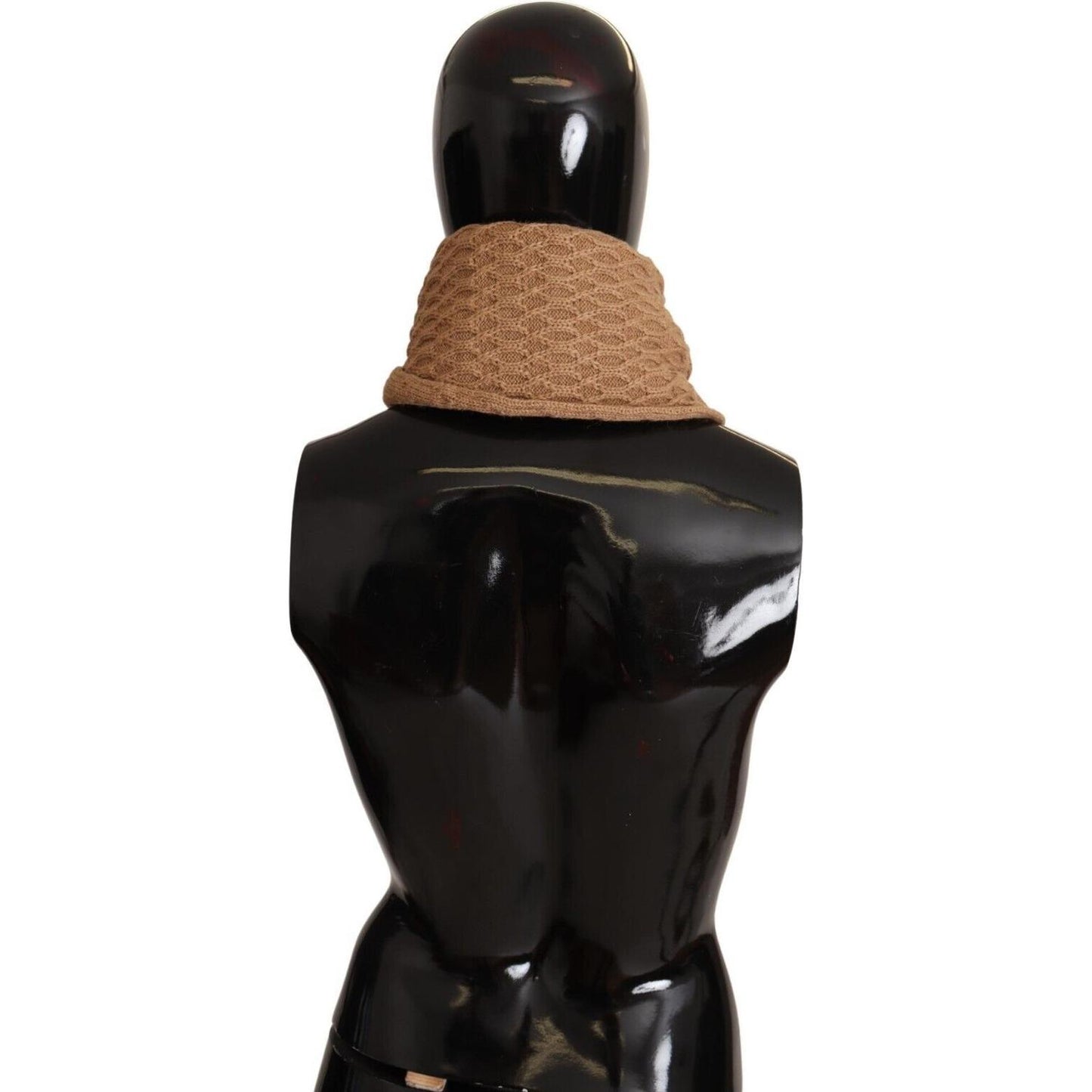 Dolce & Gabbana Dark Brown Wrap Shawl Knitted Camel Scarf