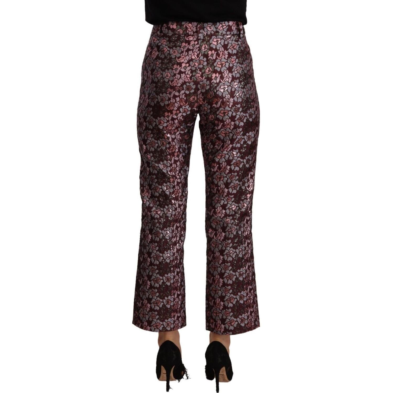 House of Holland Multicolor Floral Jacquard Flared Cropped Pants