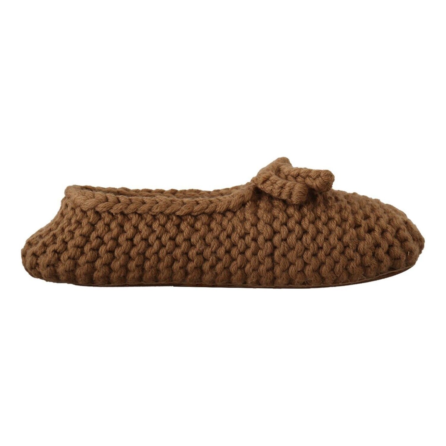 Dolce & Gabbana Brown Slip On Ballerina Flats Wool Knit Shoes