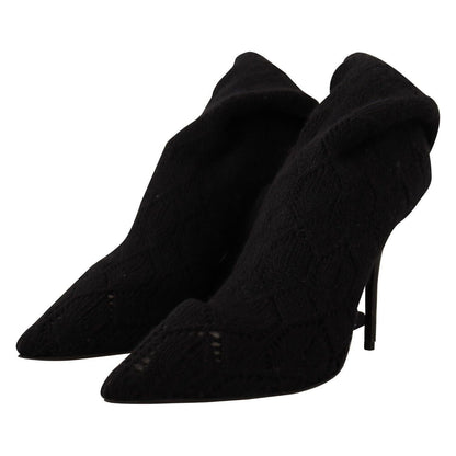 Dolce & Gabbana Black Stretch Socks Knee High Booties Shoes