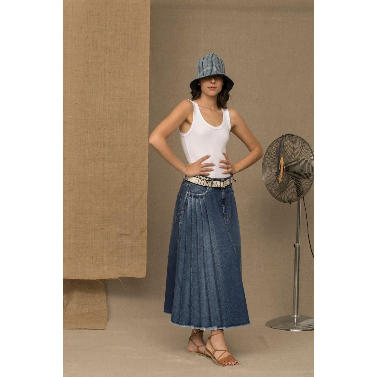 Don The Fuller Blue Cotton Women Skirt Jeans & Pants