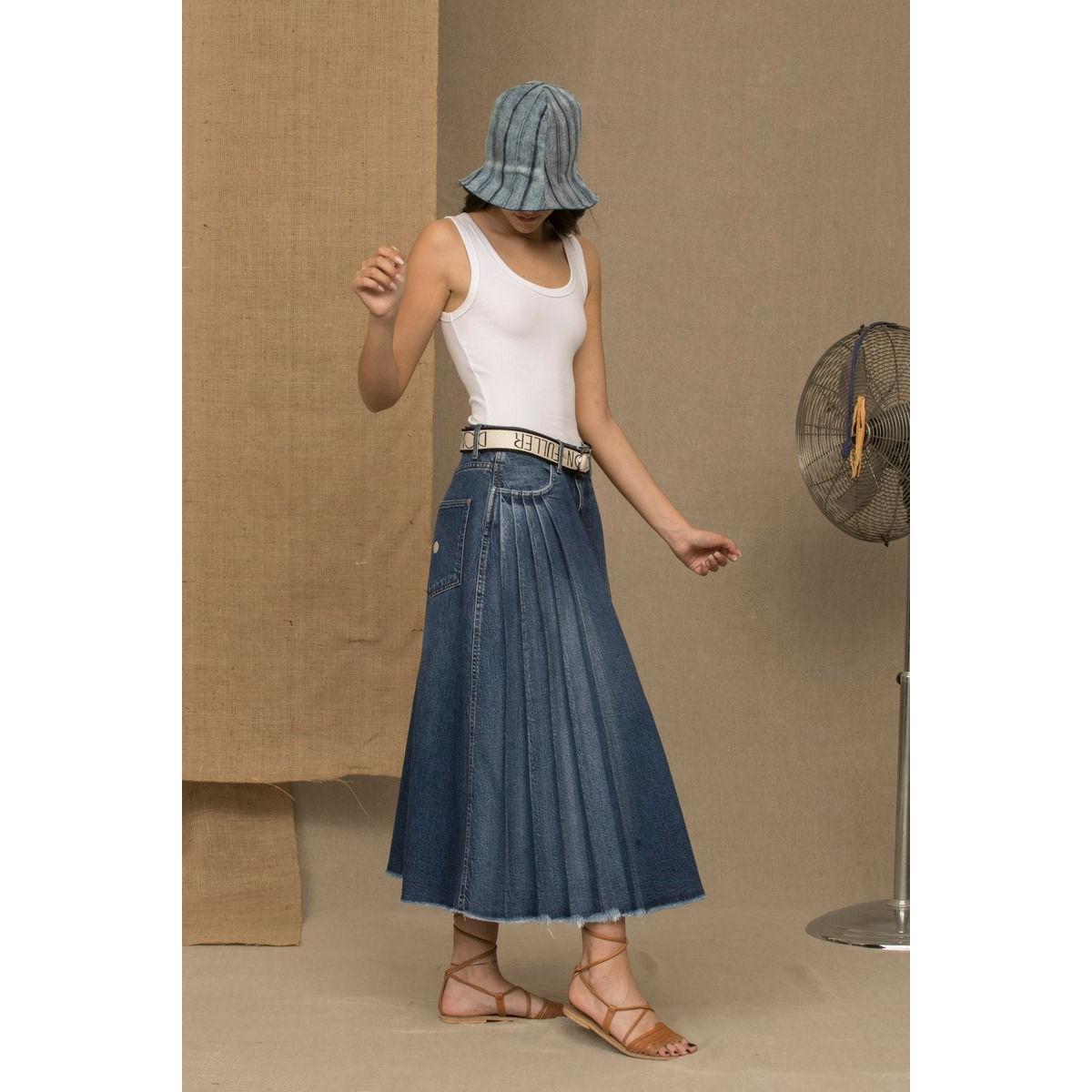 Don The Fuller Blue Cotton Women Skirt