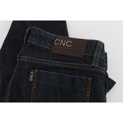 Costume National Blue Cotton Stretch Slim Fit Jeans