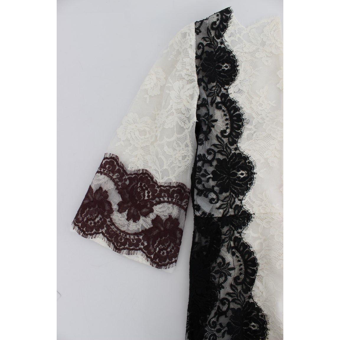 Dolce & Gabbana White Floral Lace Full Length Gown Dress