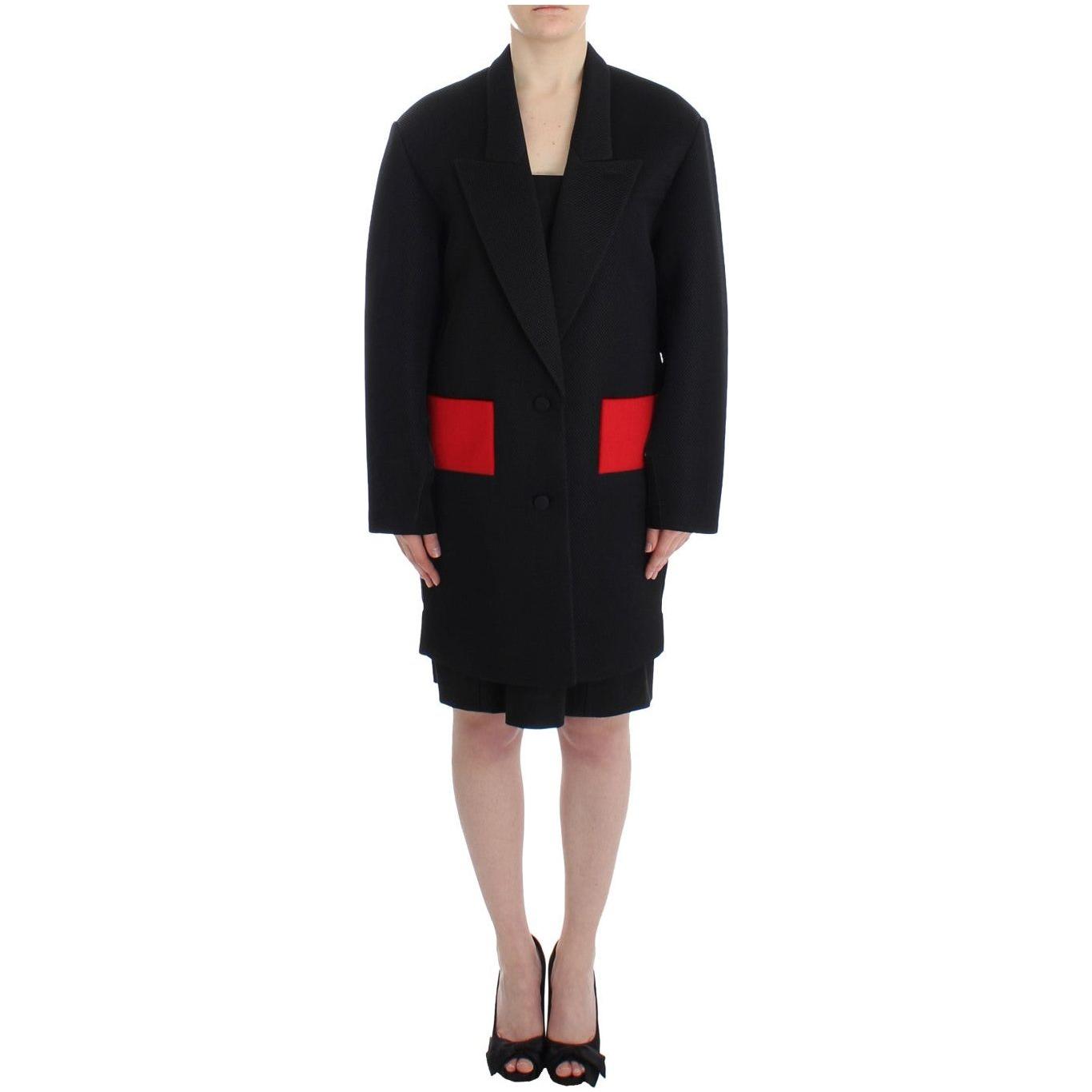 KAALE SUKTAE Black Coat Trench Long Draped Jacket Blazer Blazer Jacket