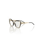Frankie Morello Multicolor Acetate Women's Frame with gold and black design on white background.