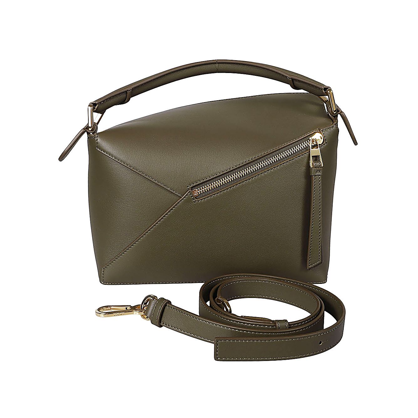 Front view with bag zipped and handles upright.