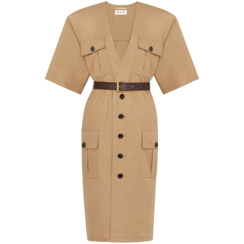 Saint Laurent Cotton twill midi dress