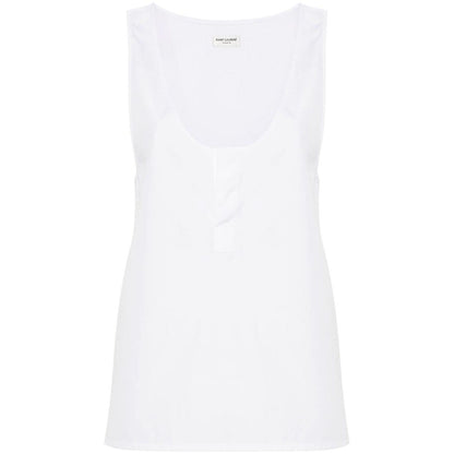 Saint Laurent semi-sheer Henley Tank Top