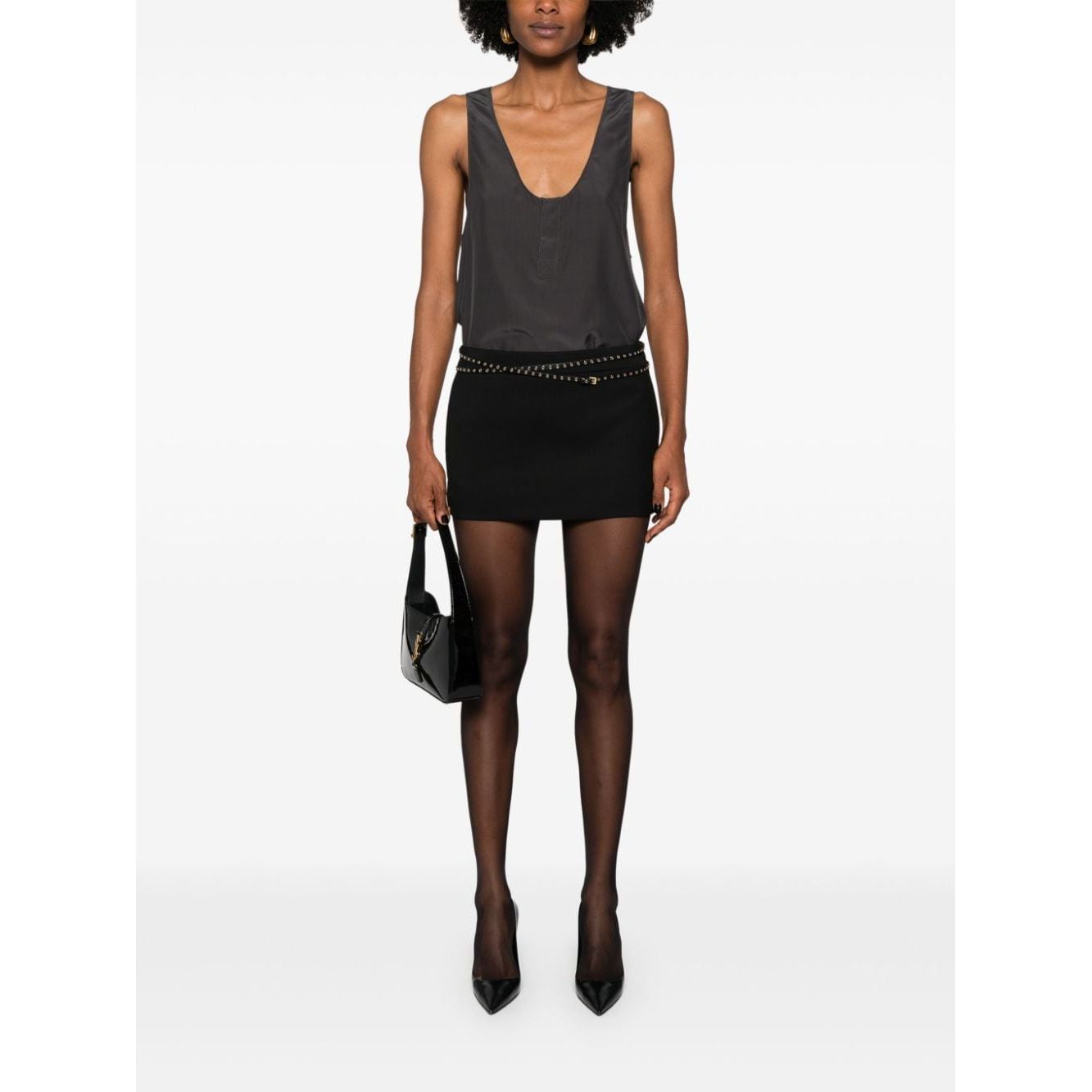 Saint Laurent Henley-neck silk tank top