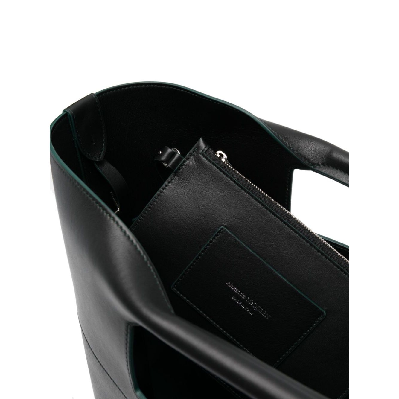 Front view with bag zipped and handles upright.