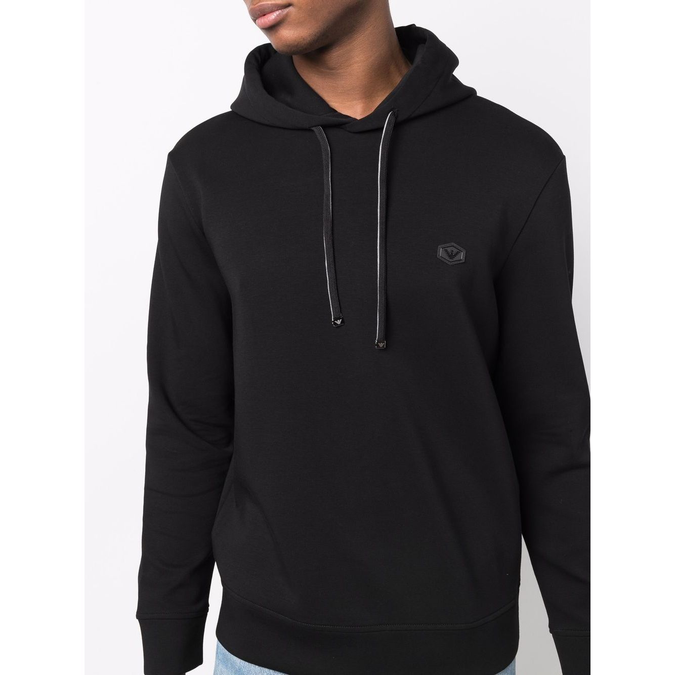 Emporio Armani Hooded sweatshirt with micro logo patch