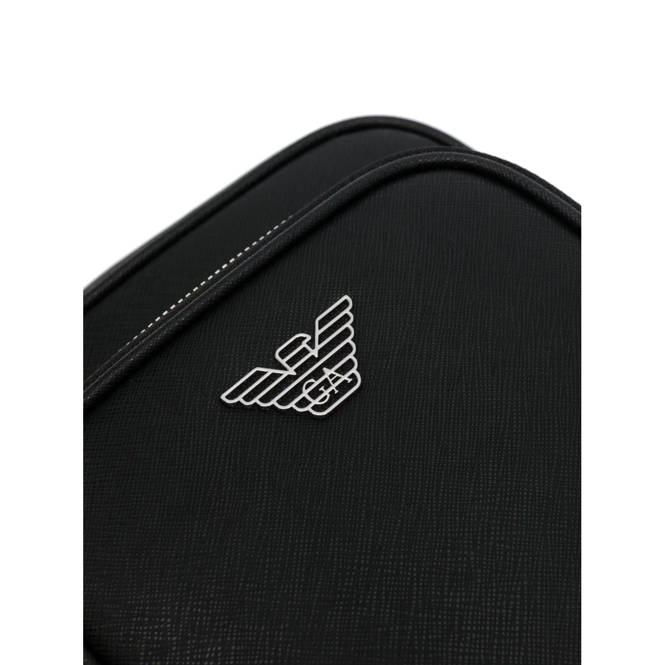 Emporio Armani logo-plaque Leather messenger bag