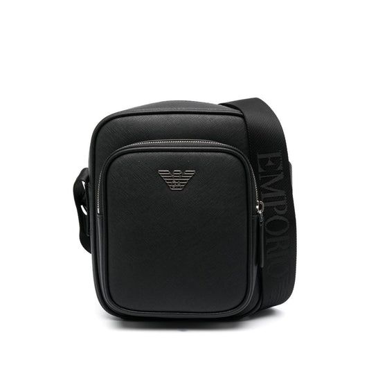 Emporio Armani logo-plaque Leather messenger bag