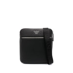 Emporio Armani ASV regenerated Saffiano leather flat shoulder bag with eagle plate