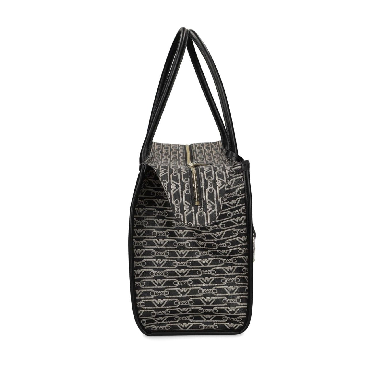Front view with bag zipped and handles upright.