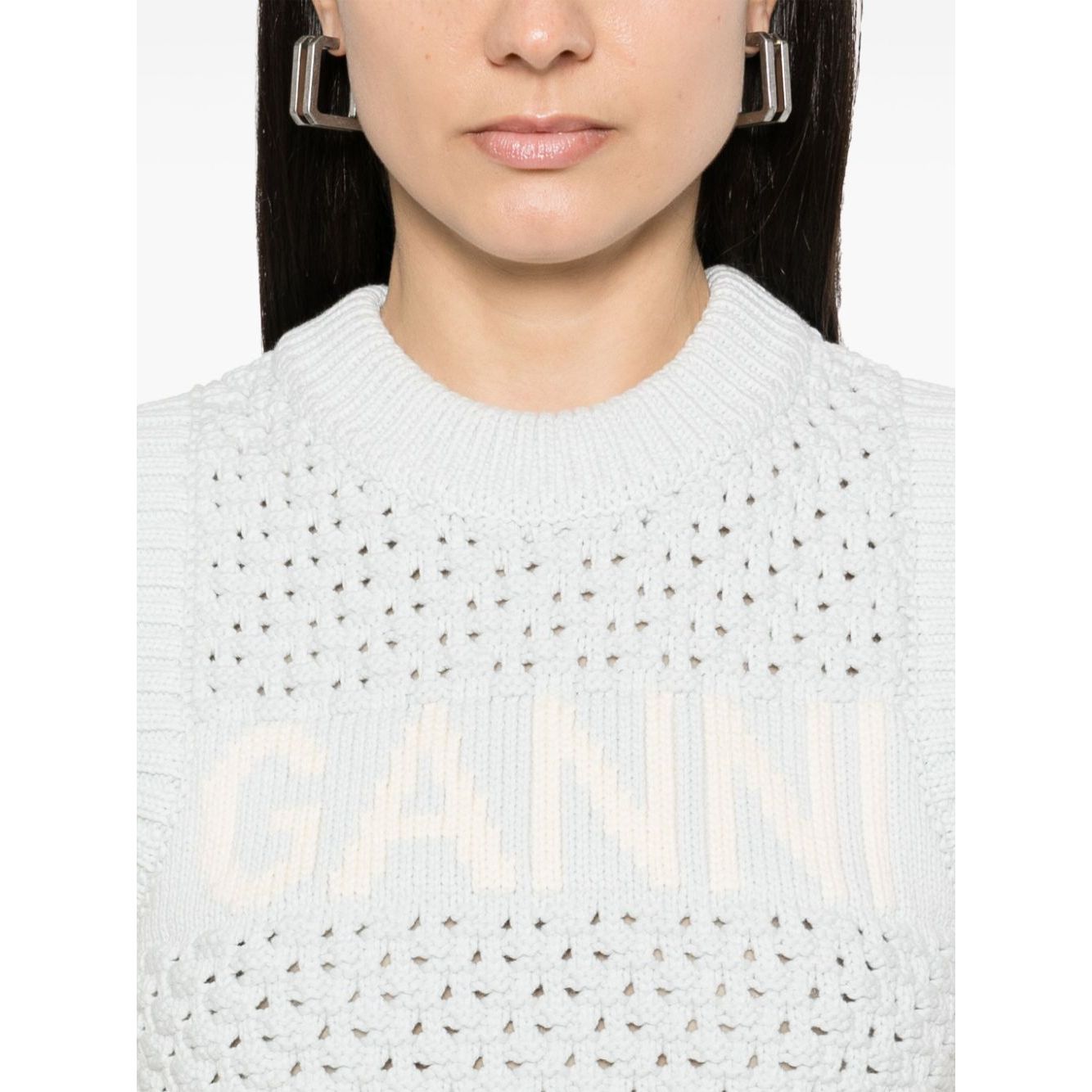 Ganni Openwork cotton vest