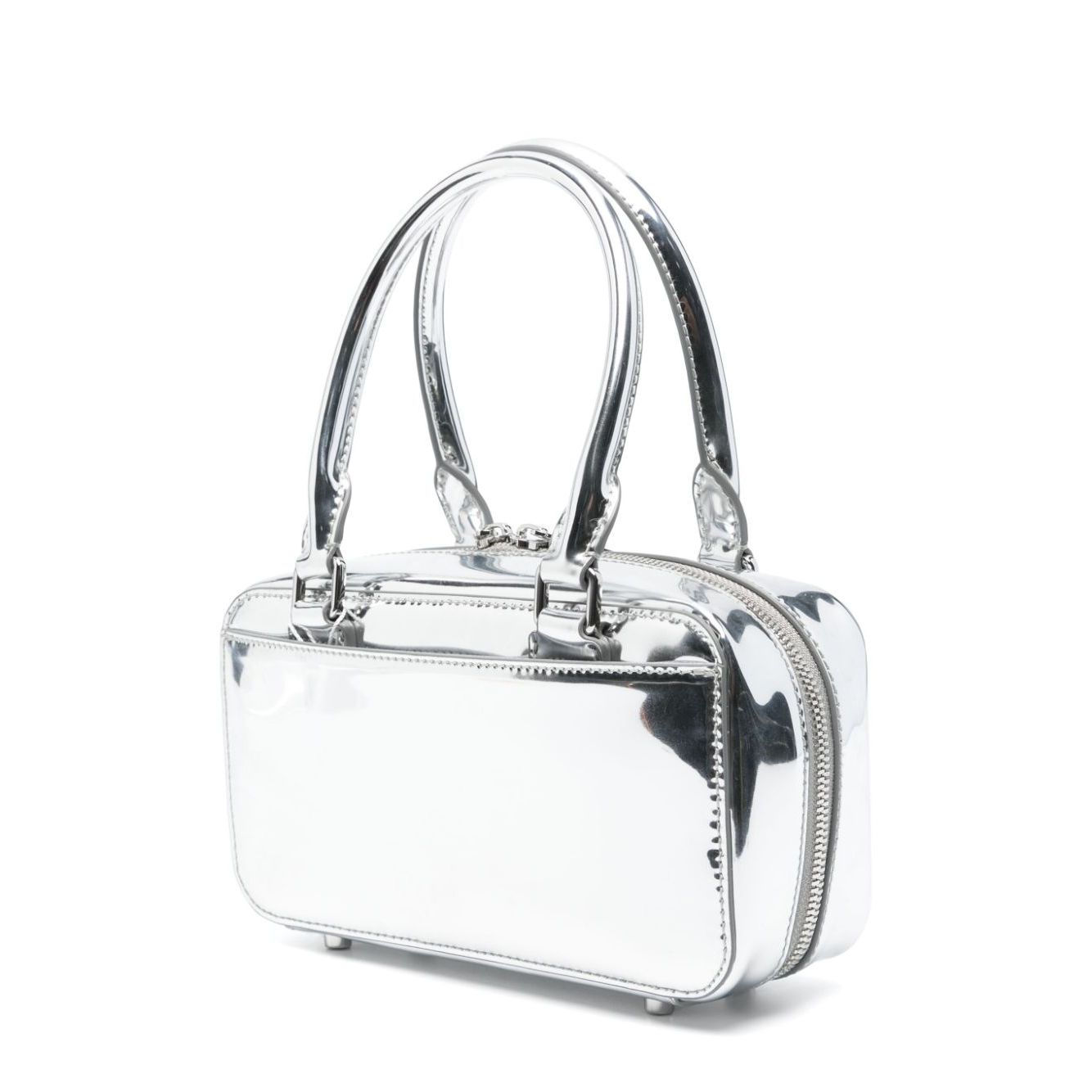 Front view with bag zipped and handles upright.
