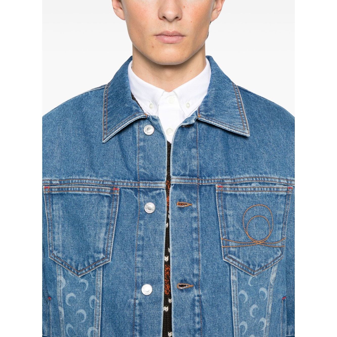 Marine Serre crescent moon-print denim jacket