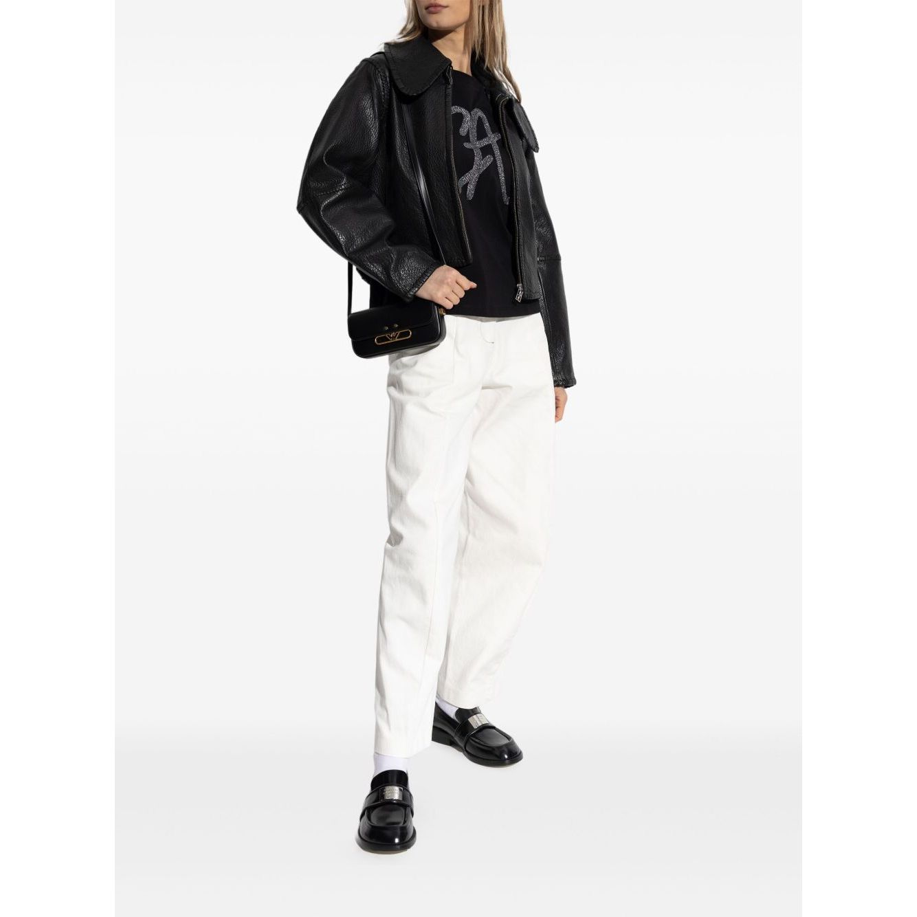Emporio Armani Cotton-jersey T-shirt with oversized lurex logo