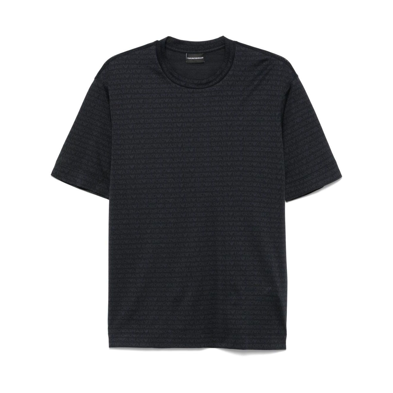 Emporio Armani jersey T-shirt with all-over flocked logo lettering