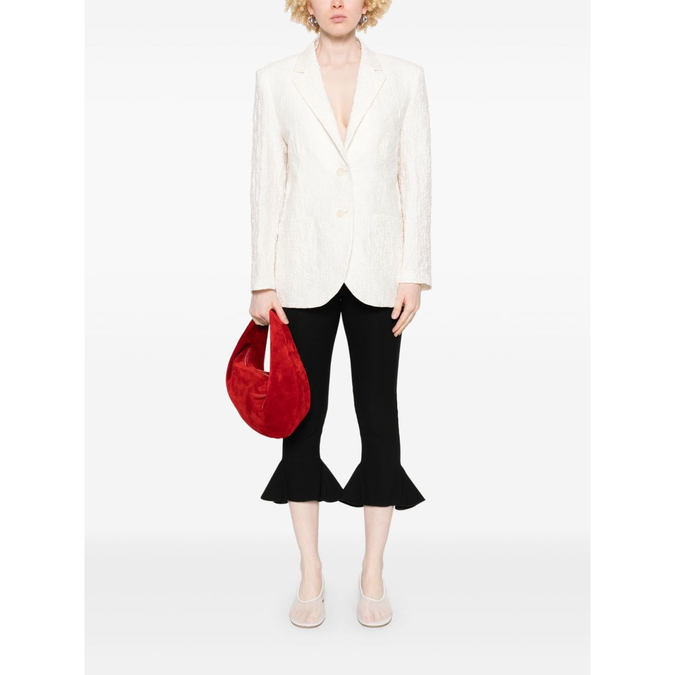 Harris Wharf London crinkled shoulder-pads blazer