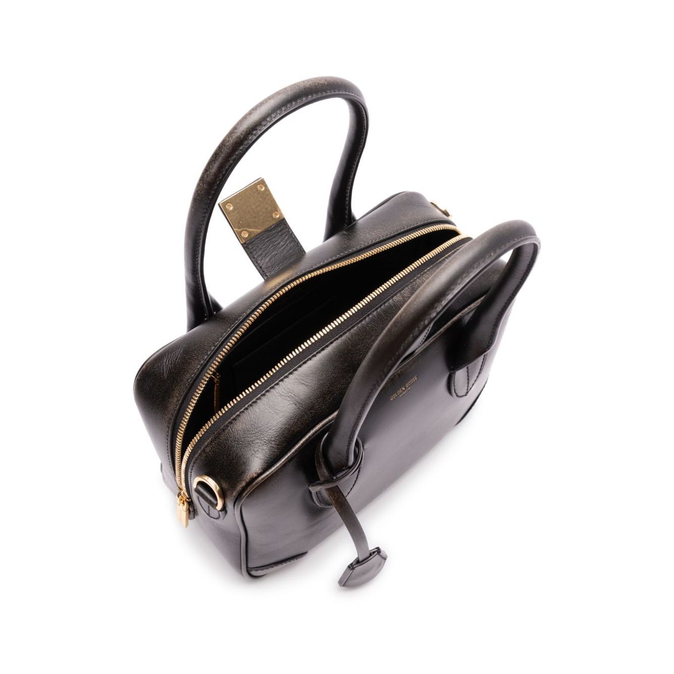 Golden Goose Vita Bag in smooth black leather and gold details