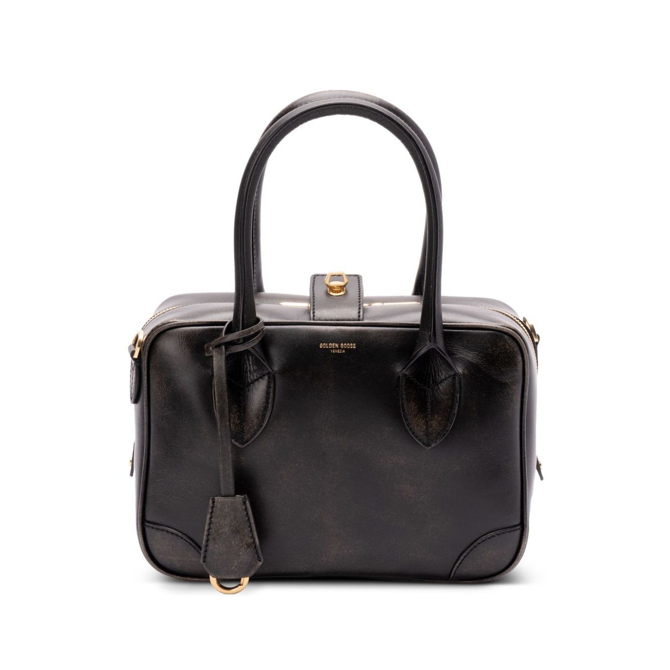 Golden Goose Vita Bag in smooth black leather and gold details