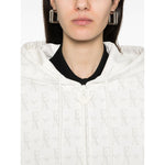 Emporio Armani Zip-up hoodie in double jersey with all-over lettering Topwear