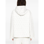 Emporio Armani Zip-up hoodie in double jersey with all-over lettering Topwear