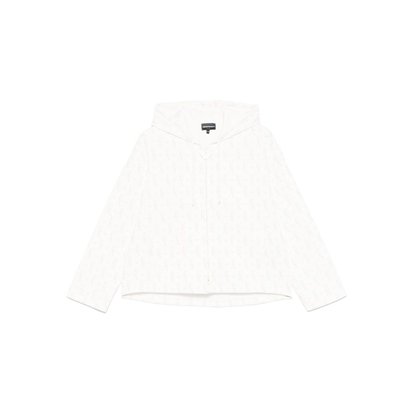 Emporio Armani Zip-up hoodie in double jersey with all-over lettering Topwear