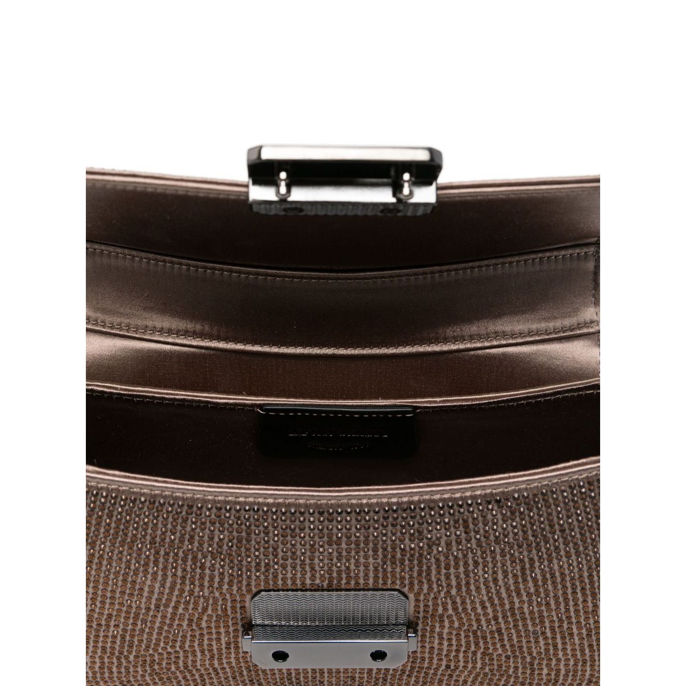 Emporio Armani Satin shoulder bag with rhinestones